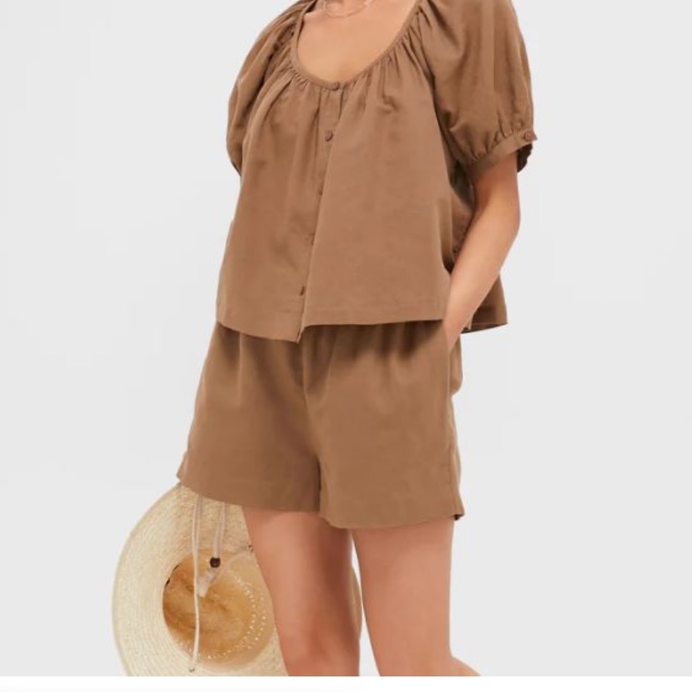 Tuckernuck x Studio McGee Augusta Shorts Woman’s Cotton Linen Mocha Size Small